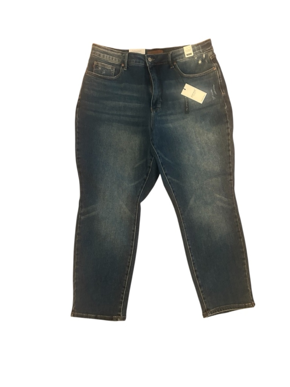 New Judy Blue high waist slim fit sz 20W drk wash tummy control distressed jeans